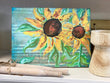 Mixed Media Sunflower on wooden canvas